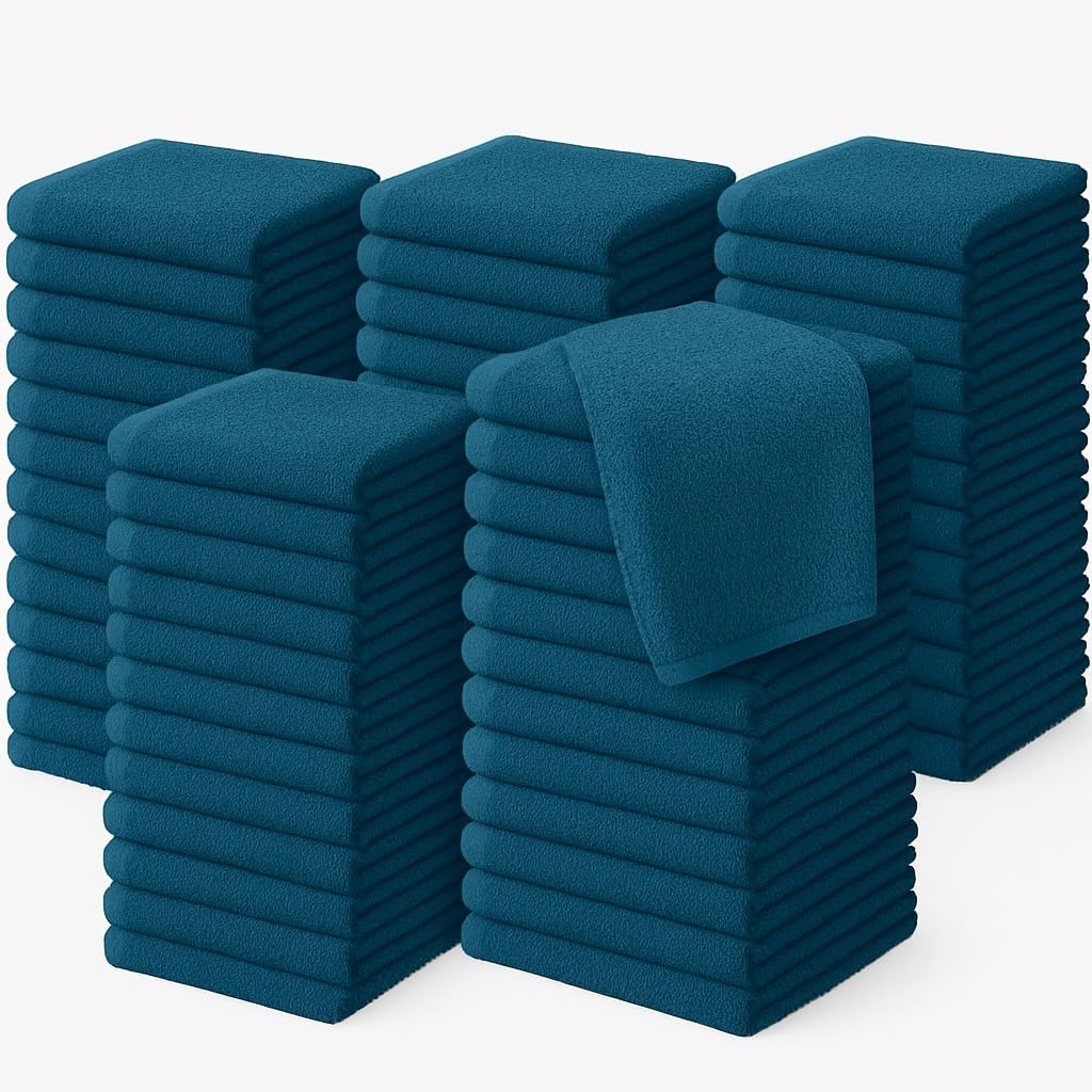 Diamond Tex Pack of 6, 12, 24, 36, 48, 96 Face Cloth 100% Egyptian Cotton Soft Flannels Set Quick Absorbent Washcloth 500-GSM Gym, Golf Hand Wash Towels 30x30cm (Blue Lagoon, 48)