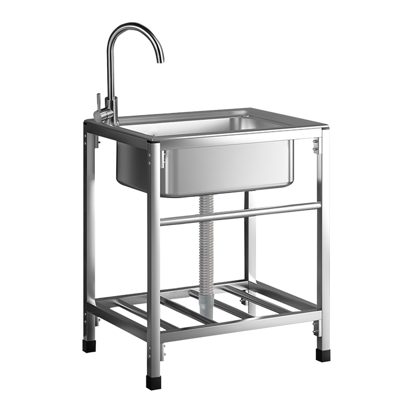 TAXXII Free Standing Sink Stainless Steel, Commercial Sinks Steel Single Bowl Portable Kitchen Prep with Faucet for Garage Laundry Restaurant Outdoor Camping Basement 48X35cm