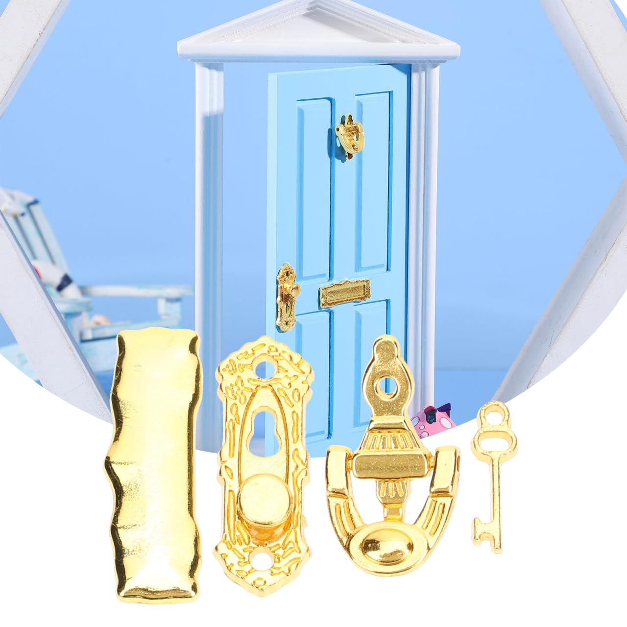 Abaodam 1:12 Scale Dollhouse Metal Door Tiny House Decorative Accessories for Diy Craft, Golden, 2.20 cm x 1.60 cm x 0.50 cm - Image 2