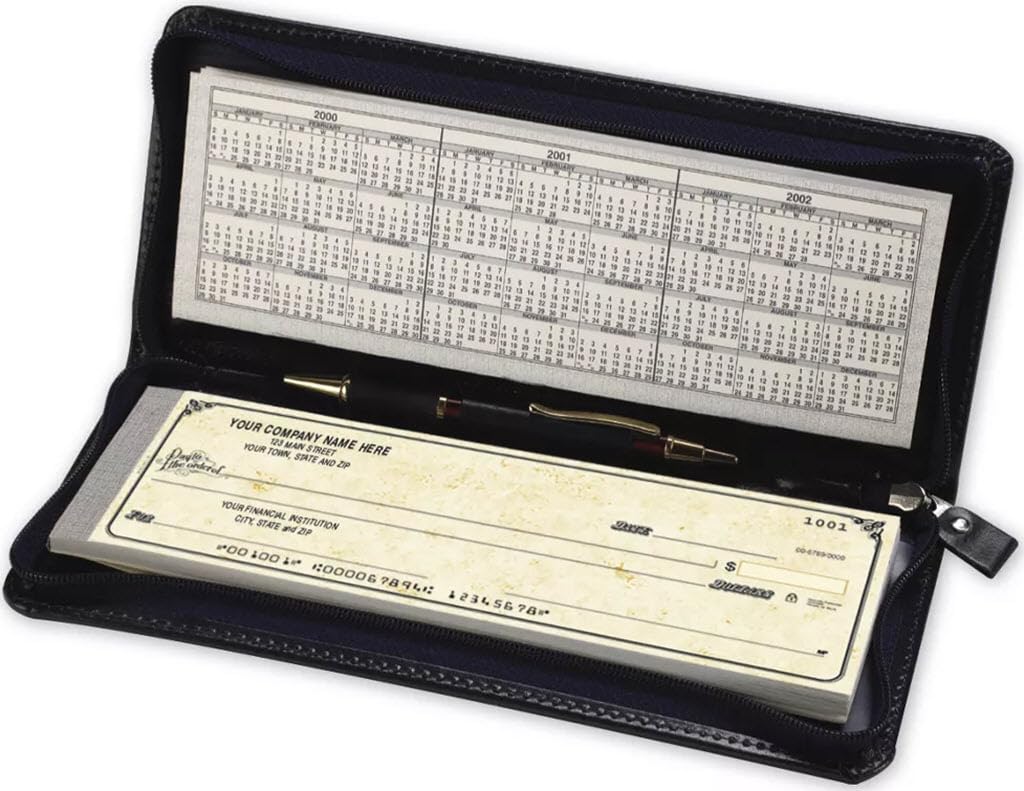 EGP Zippered Portfolio for Traveller Checks, Size: 9 3/4 x 4, Black