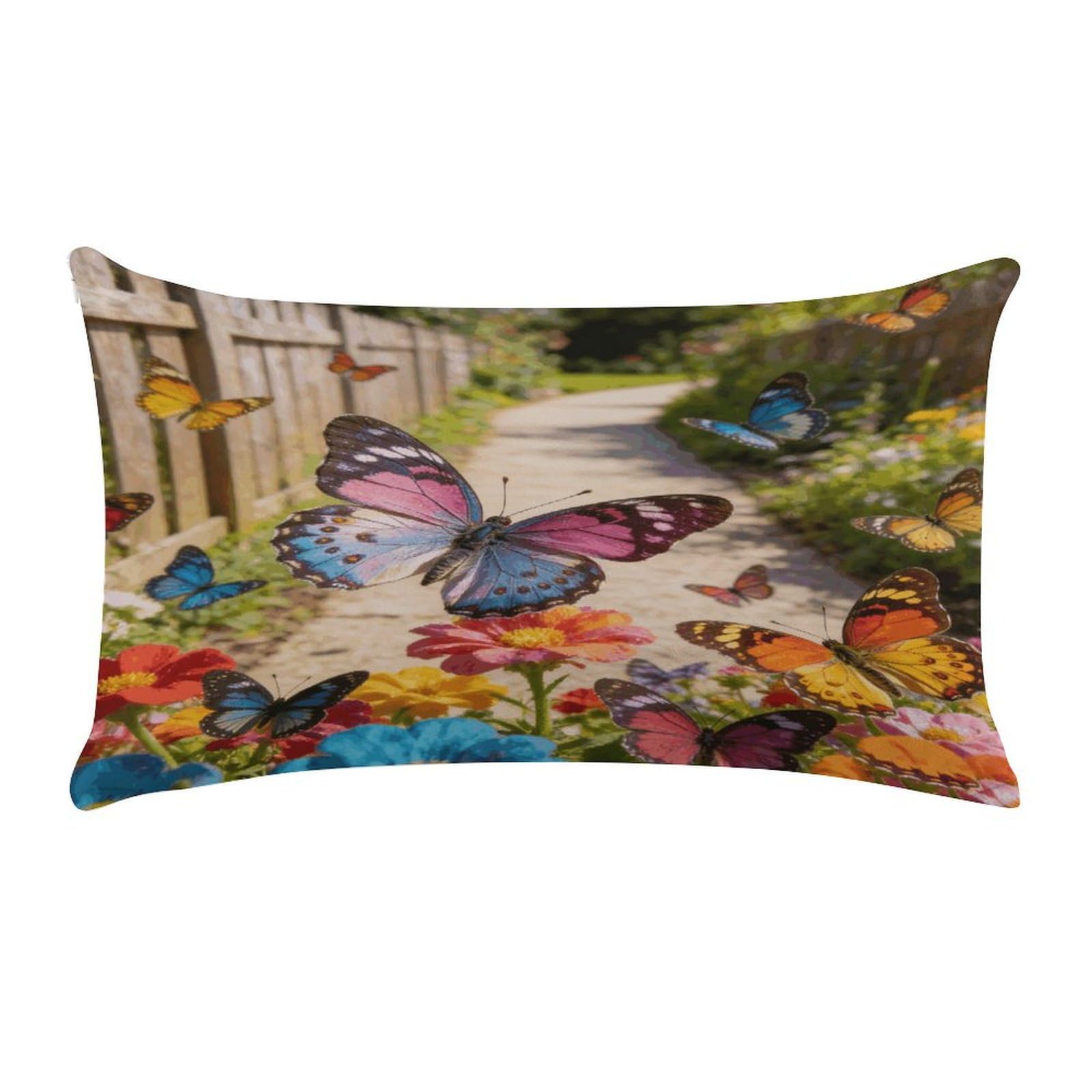 Khauerbc Style Butterfly Dance Along The Flower Pathpillow Cases Standard,Ultra Soft Microfiber Pillowcase With Zipper Closure,Bed Pillowcases Cover With Zipper For Bedroom, Sofa, Couch.