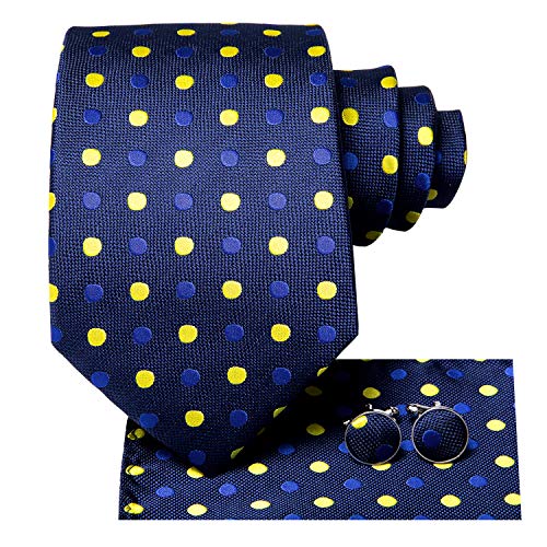 Image of Hi-Tie 3 Pcs Gift Box Mens Tie Set Necktie with Pocket Square Cufflinks Lapel Pin Silk Neck Tie Collection