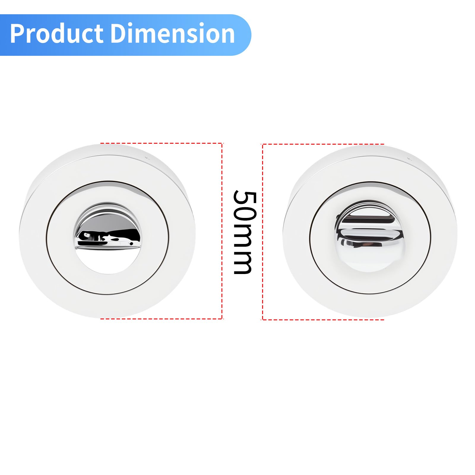 HARDHAWK Chrome Bathroom Door Lock Thumb Turn with Screws, Round Privacy Lock Set-Silver - Image 2