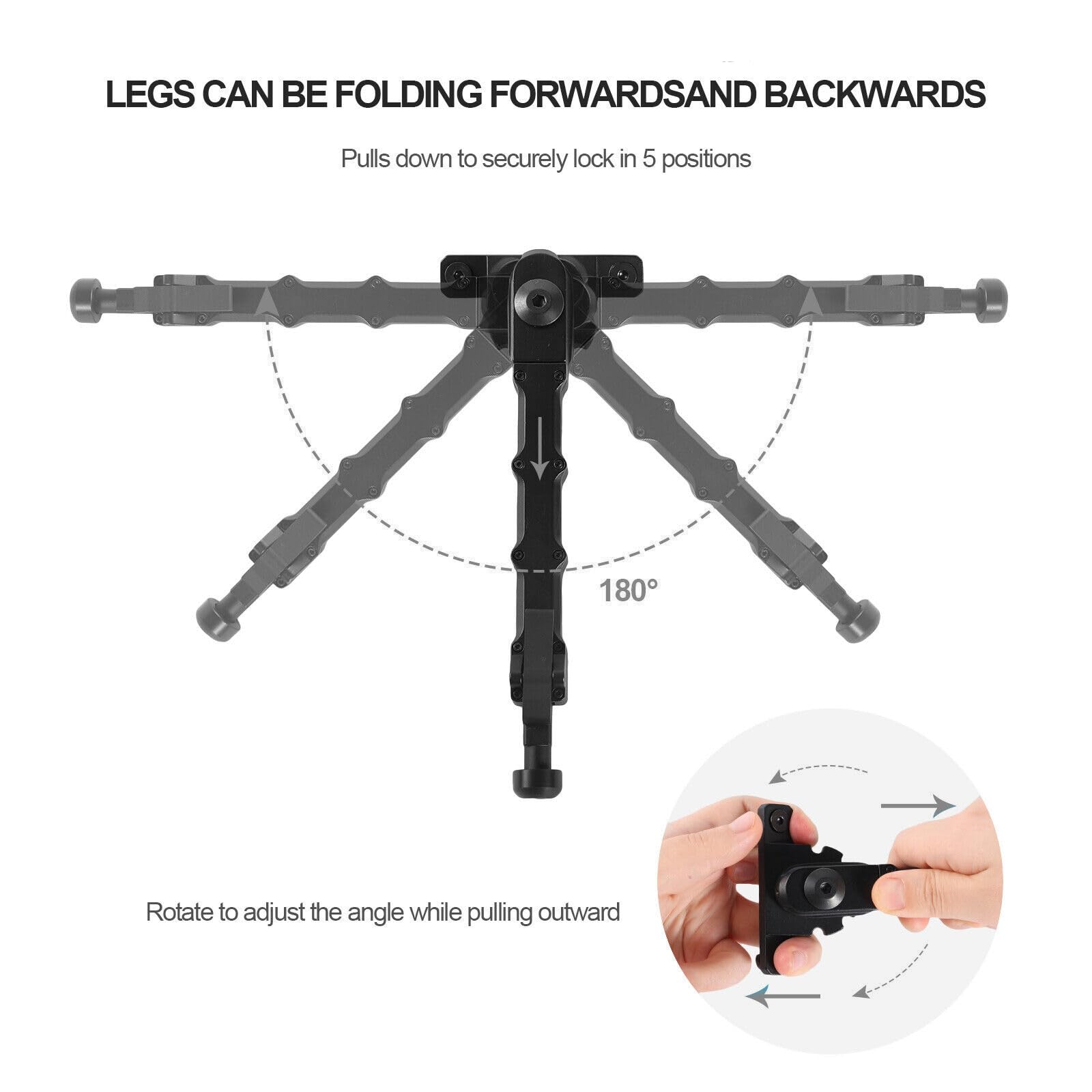 Aluminum Bipod for M-lok Compatible Handguard System Central Height of 6 Inches to 8 Inches Telescopic Side Mount Bipod
