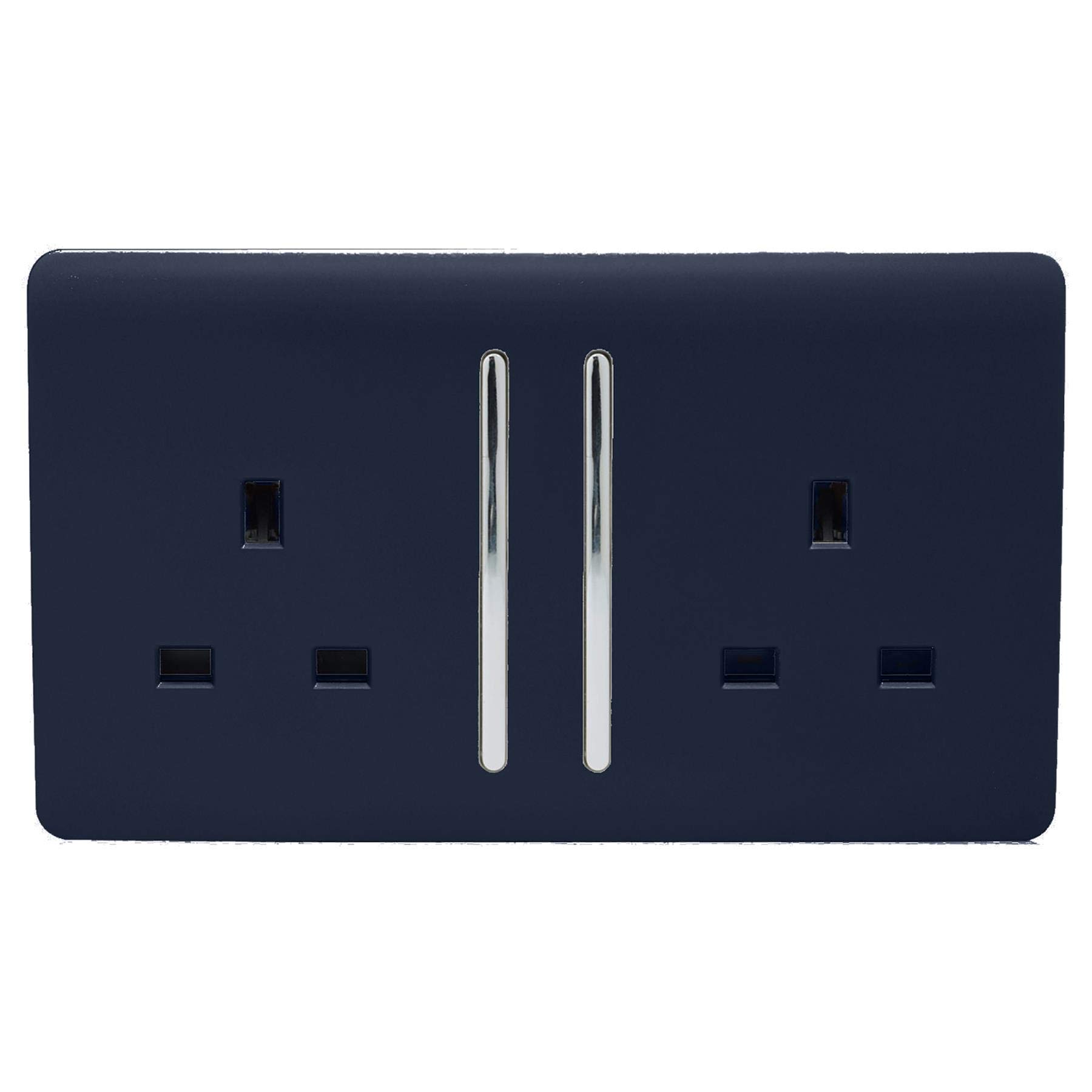 Trendi Switch 2 Gang 13 Amp Plug Socket - Navy Blue - Double Size