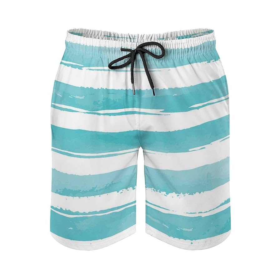 Amazon.co.jp: サーフパンツ 白と青 縞 水着 メンズ 5分丈