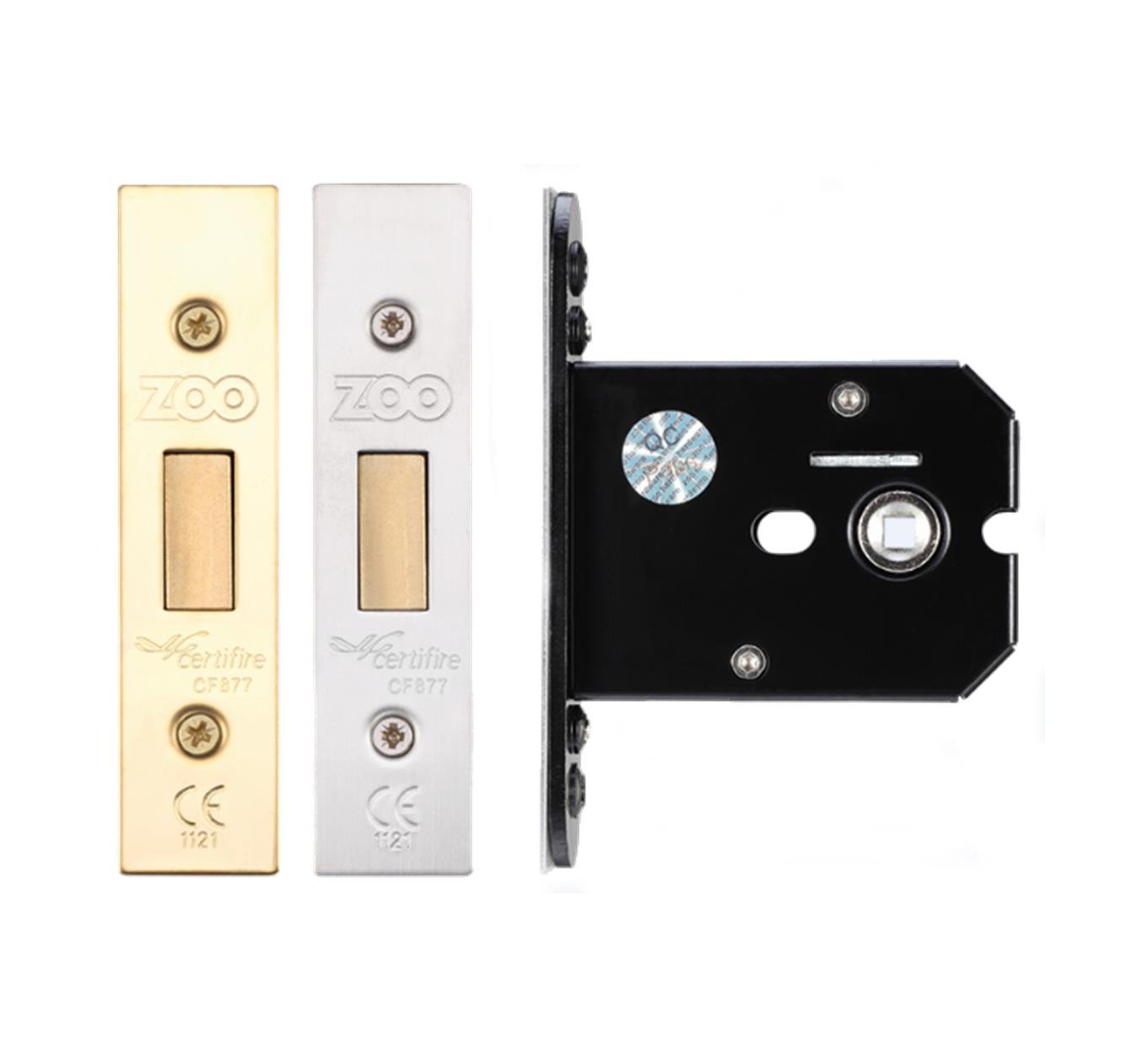Flat Bathroom Deadlock Bolt ZUKFD64 ZUKFD76 (76mm Case - 57mm Backset, Satin Stainless Steel)
