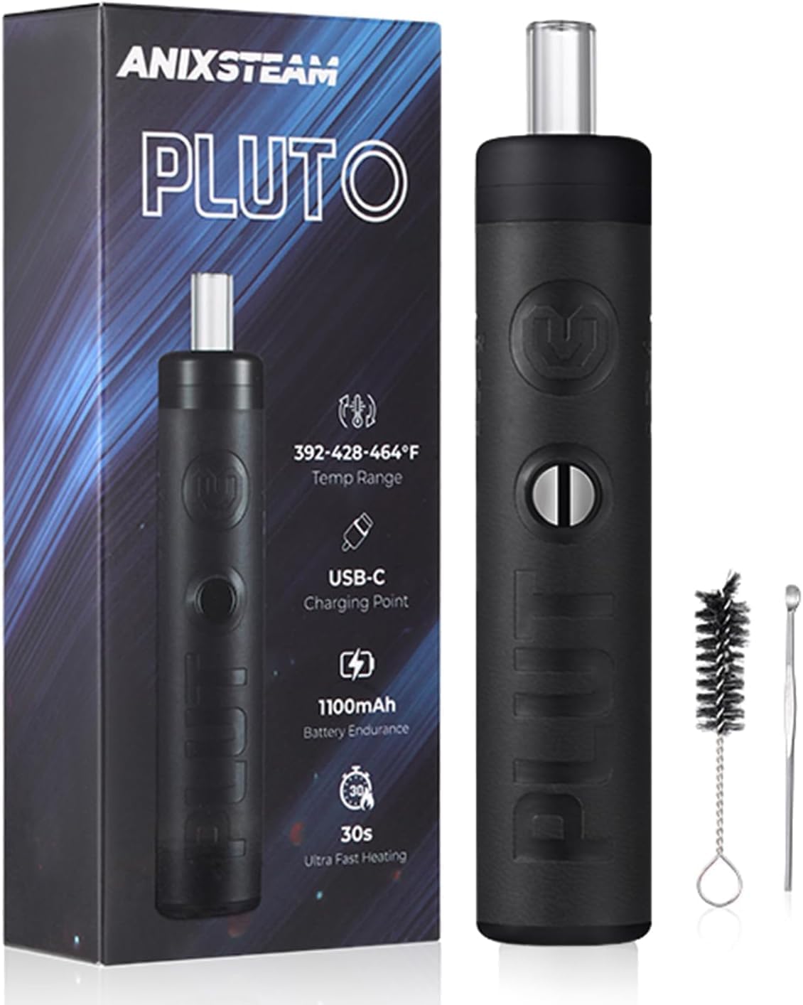 Pluto Vaporizer Kräuter für getrocknete Kräuter Tragbarer Vaporizer Cannabis im Stiftformat mit 3 Temperaturstufen (200 °C/220 °C/240 °C) Design in Lederoptik (Braun)