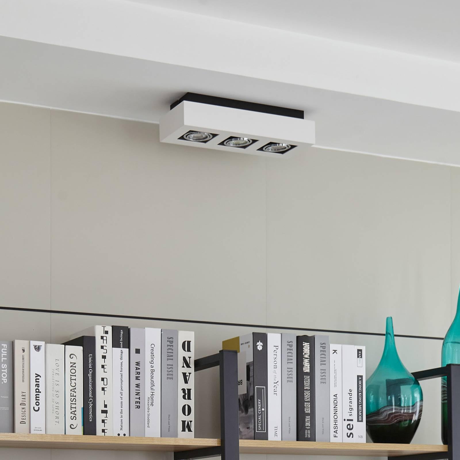 Arcchio lámpara de techo en blanco, foco | lámpara de cocina, gu10, 3 bombillas, moderno, de aluminio, angular para pasillo, oficina, espacio de trabajo, sala de