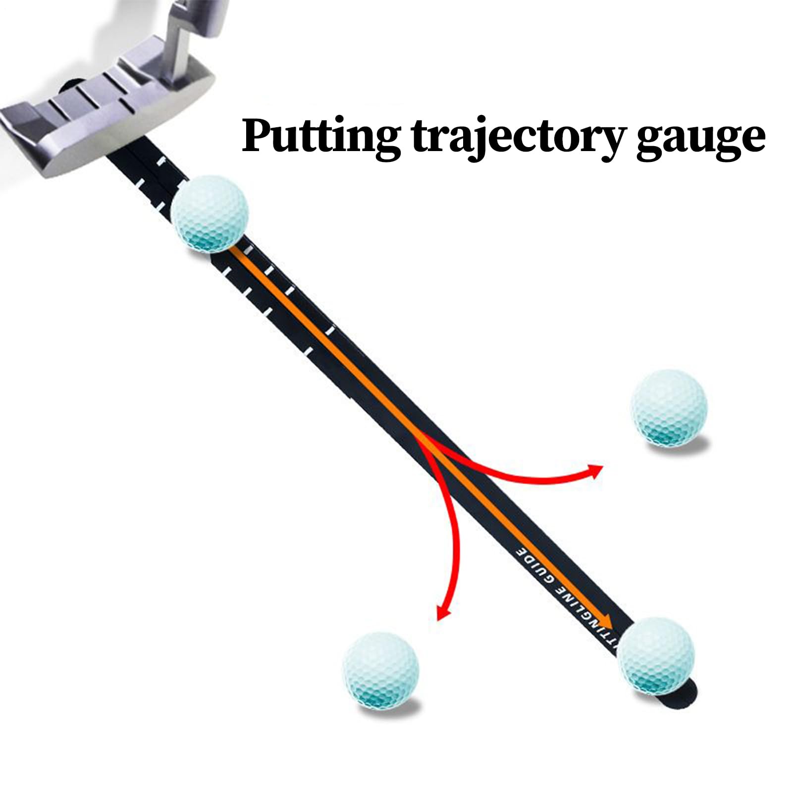 Piccello Guide Ruler 35.43x1.57x1.57 Golf Putter Alignment Rail Práctica portátil