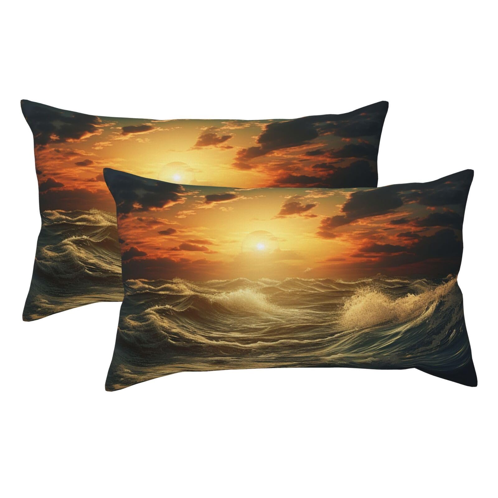 2 Pack King Pillow Cases with Hidden Zipper, Soft Breathable Pillow Covers for Hair and Skin, Ocean After Storm Pillowcases 20"x36" Bed Pillow Protectors Cover for Sleeping Gifts
