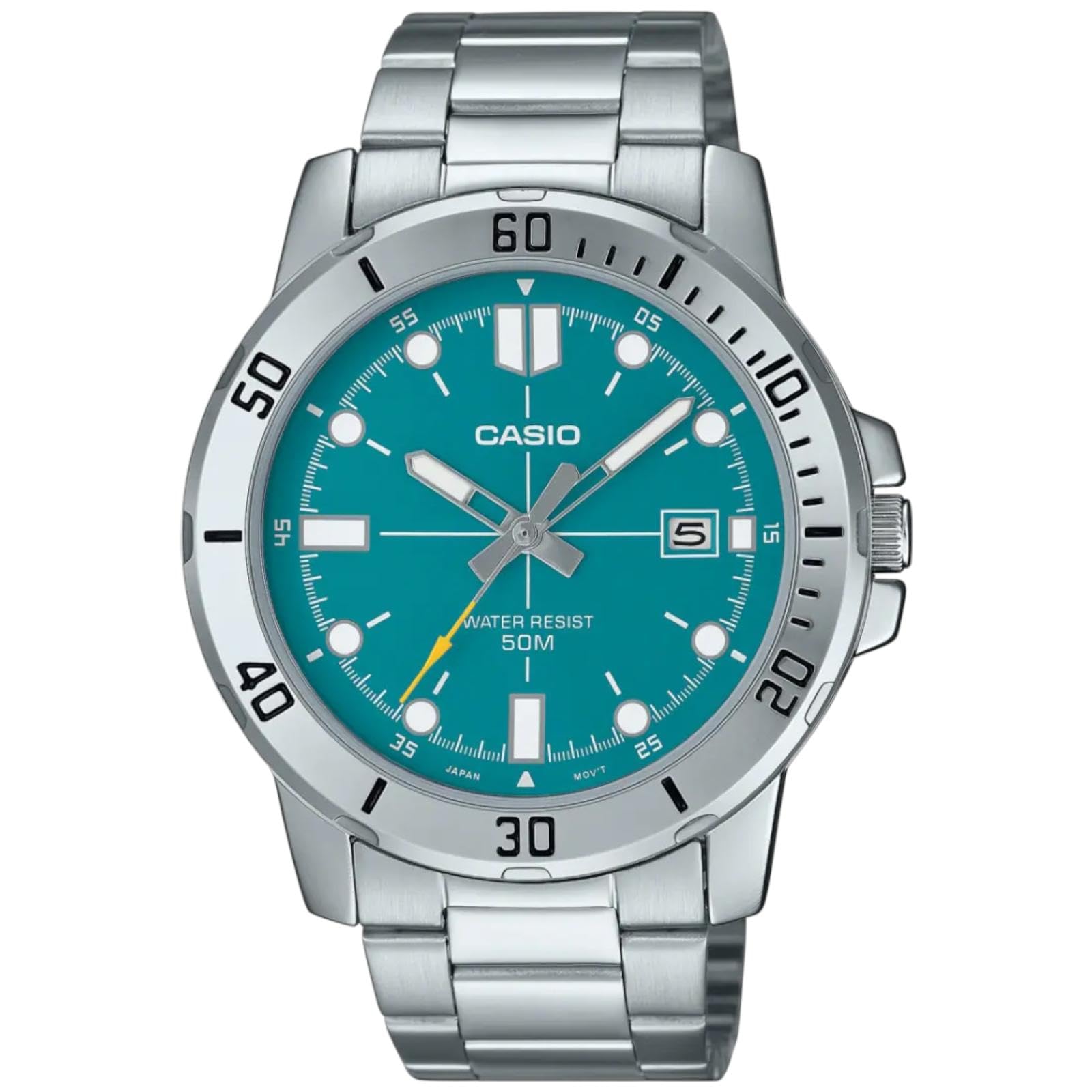 Casio Gents Watch Teal Dial Silver Band