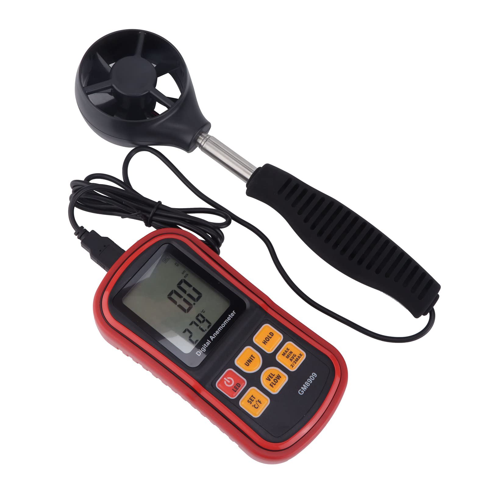 Cocoarm Anemometr ABS Cyfrowe Mierniki Prędkości Wiatru z Kierunkiem Wiatru 0 do 45 M S 500 Zapisów Danych Zapamiętywanie Danych LCD dla Testerów Terenowych HVAC Techników Wentylacji
