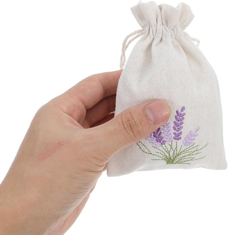 PRETYZOOM 20pcs Lavender Sachet Bags: Cotton Drawstring Pouch Empty Refillable Small Bags for Lavender Spice Jewelry Wedding Home Car Decorations