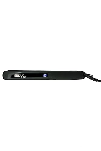 Sedu ICON - Plancha plana profesional con StyleShield de 125 V, acabado de cerámica, color negro con varios ajustes de calor y pantalla digital para