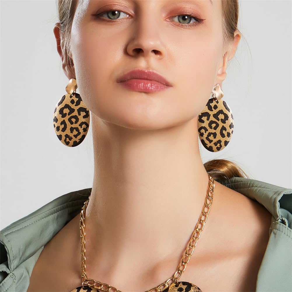 Leopard Dangle Earrings for Women Statement Round Drop Flash Metal Earrings Unique Tears Drop Fashion Jewelry - Image 4