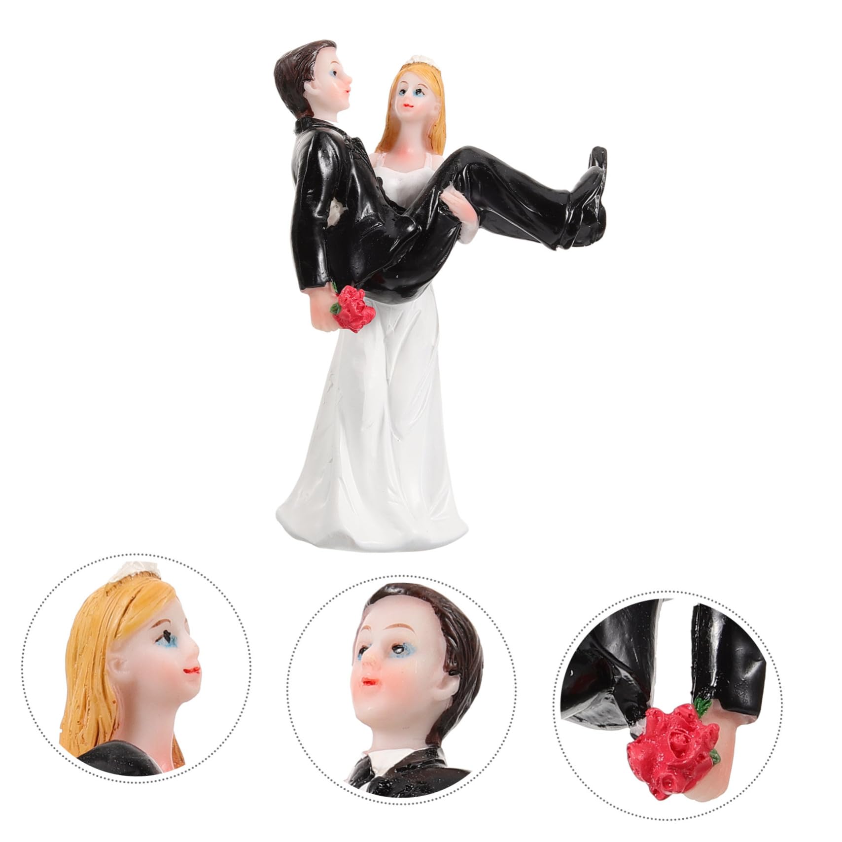 ULTECHNOVO 2stücke Braut Und Bräutigam Figuren Hochzeitsdeko Aus Resin Romantisches Tortenornament Witzige Hochzeitspaar Statue Für Cake Topper Und Hochzeitsfeier-Dekoration Schwarz-weiß
