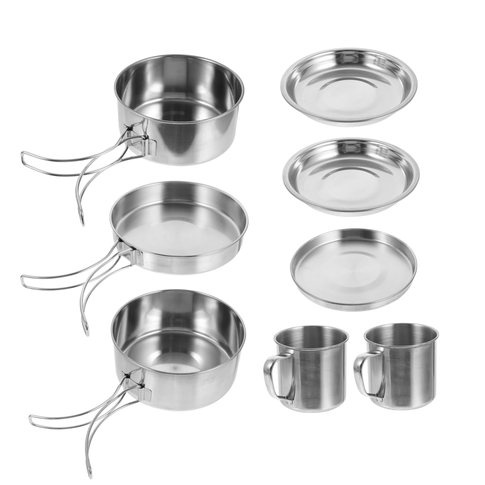 Toddmomy 1set Camping Cookware Portable Outdoor Picnic Cookware Stainless Steel Pots and Frying Pan Transfer for Frying Stewing Boiling for Hiking and Camping