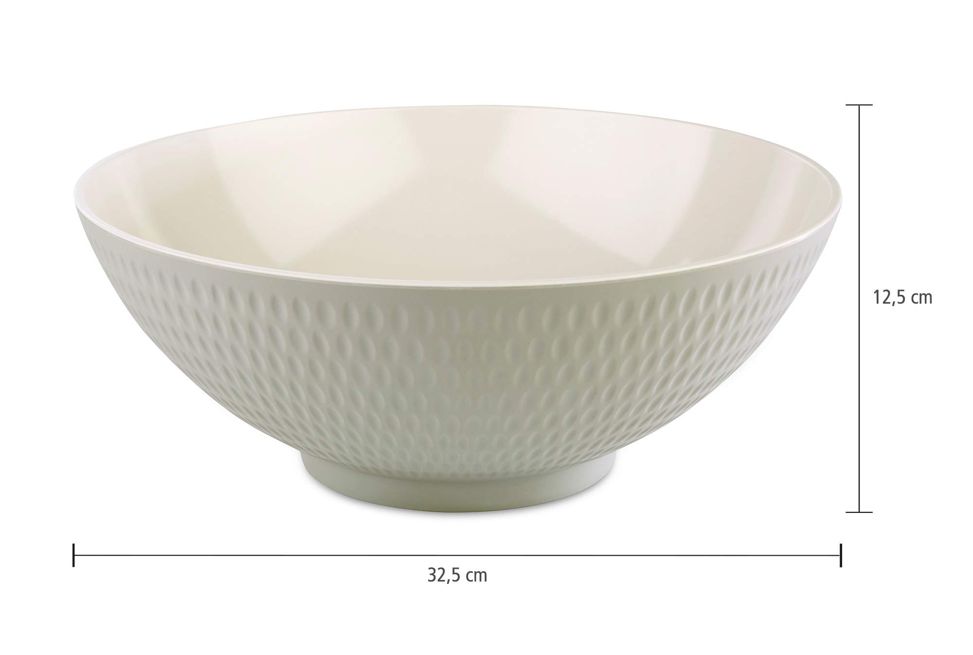 APS 15407 Schale „Asia Plus“ aus nahezu unzerbrechlichem Melamin, vielseitig einsetzbare, stapelbare Kunststoffschale, Salatschüssel, grau / creme, 32,5 cm, 5,4 Liter