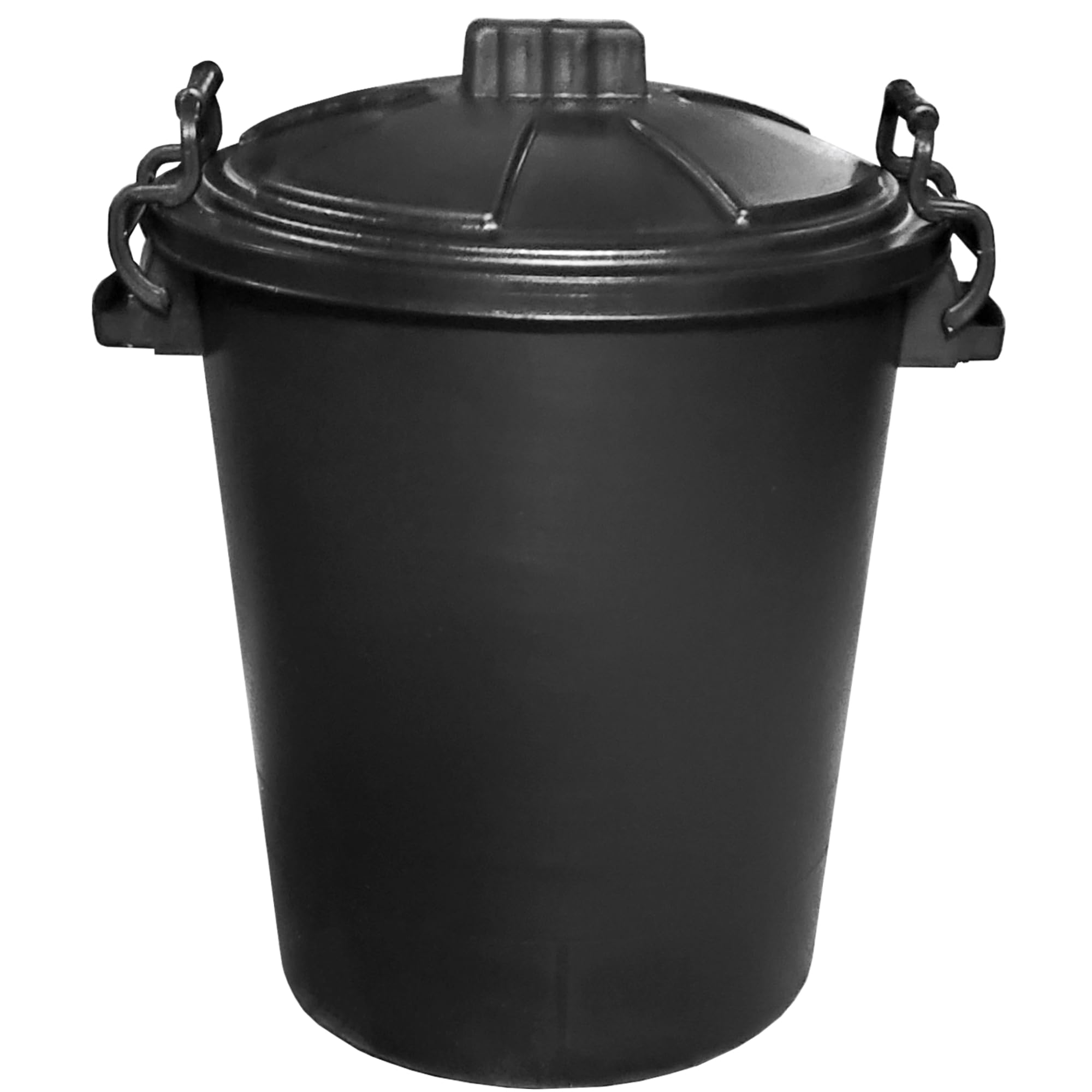Black 50L Large Heavy Duty Plastic Bin Dustbin Storage with Locking Lid for Home Garden Rubbish Waste Animal Feed Rodent Proof Bin