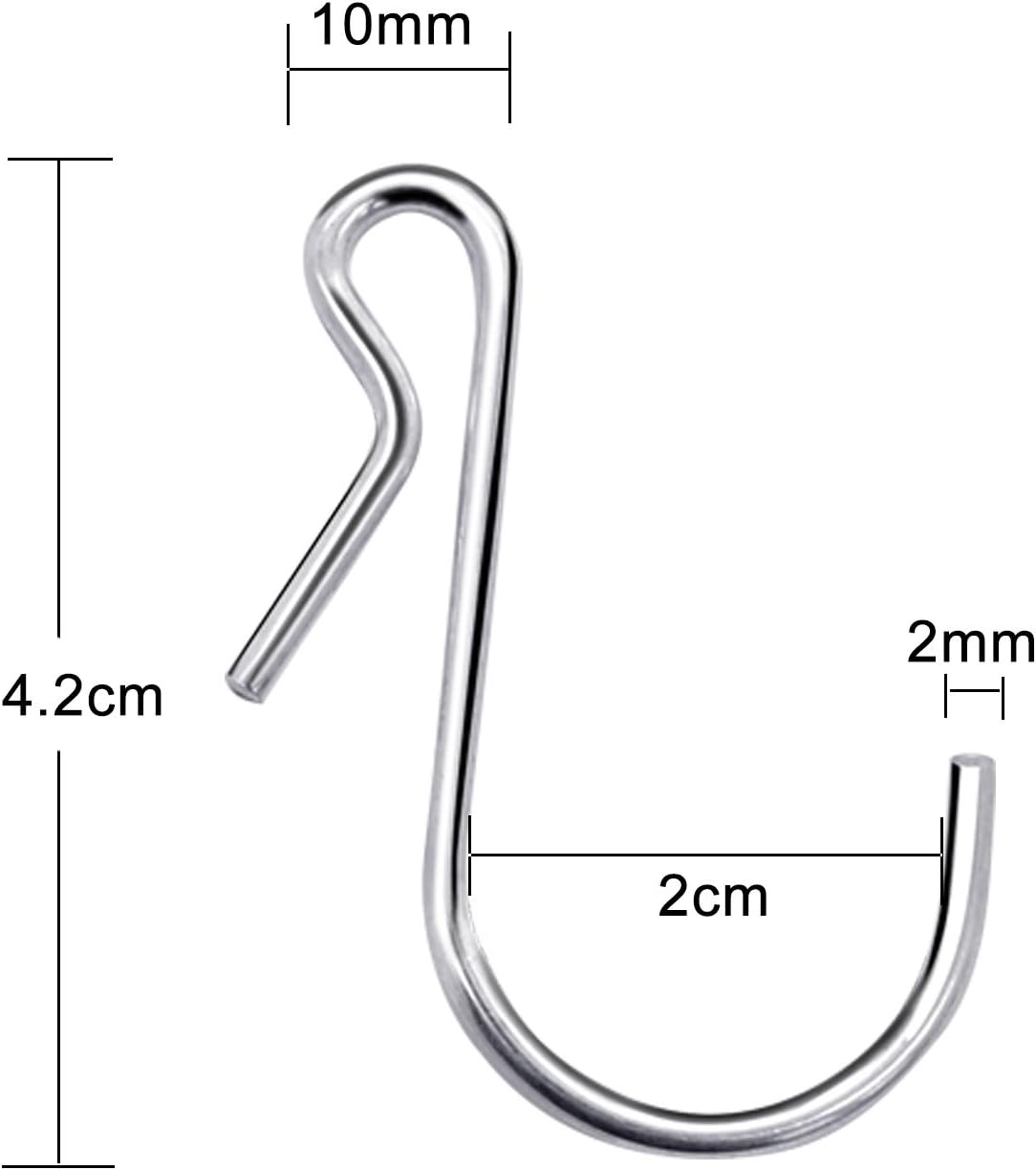 HiGift 30 Pack Small S Hooks Metal Steel Clip Type Hanging Hooks Mini for Hanging pots, clotheslines, Utensils, Jewelry in Bathroom Bedroom Office