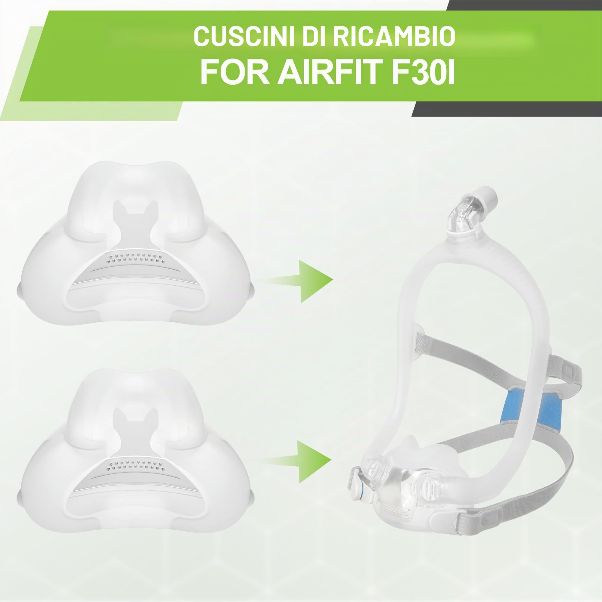 2 Confezioni Cuscino di Ricambio per Airfit F30i (M) Materiale di Ricambio per Tenuta Sicura e Aderenza Perfetta