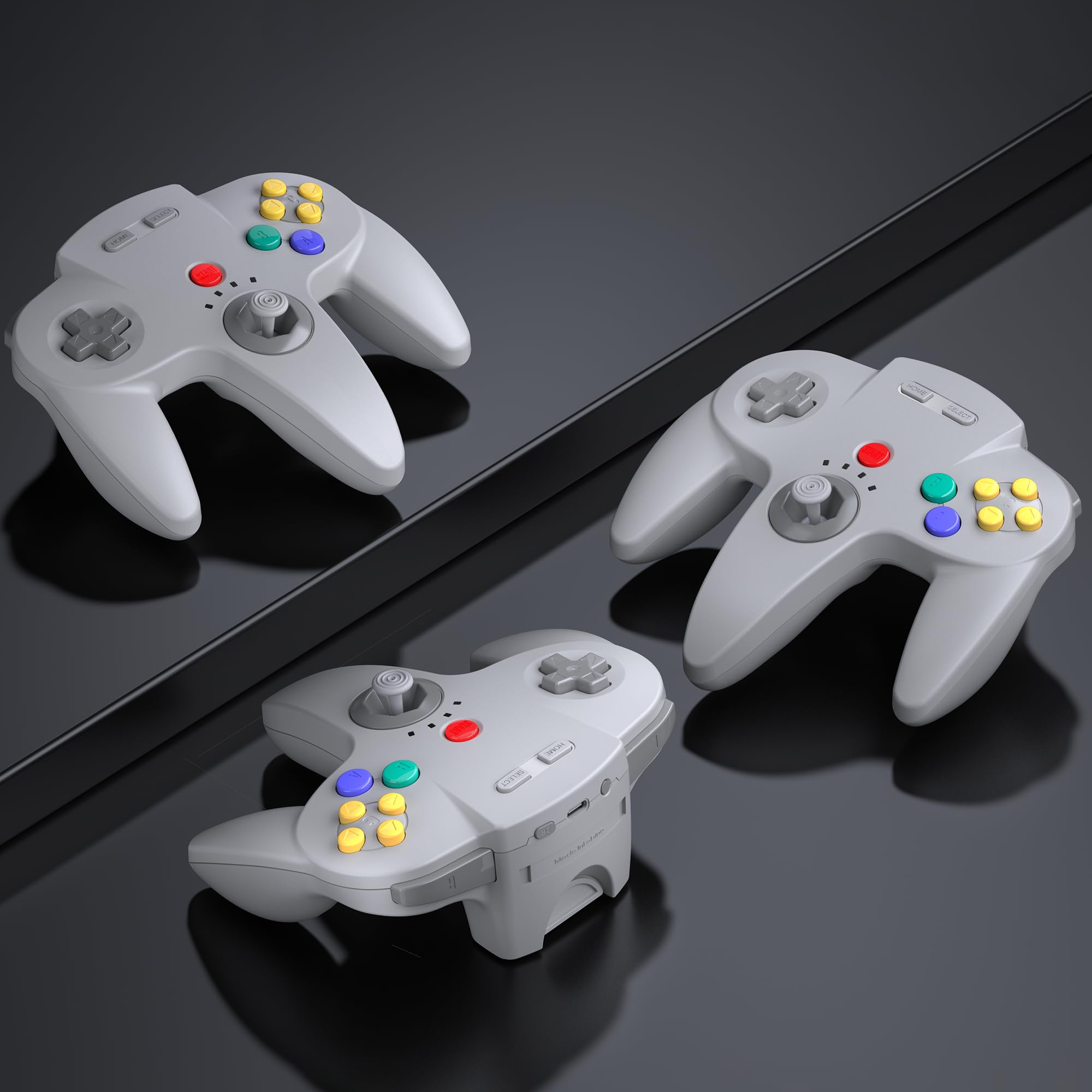 Paquete de 2 controladores inalámbricos N64 hechos para Switch 1 y 2, consola N64, receptores inalámbricos de 2.4 GHz compatibles con Switch Online, Windows PC, macOS (vibración integrada) (recargable