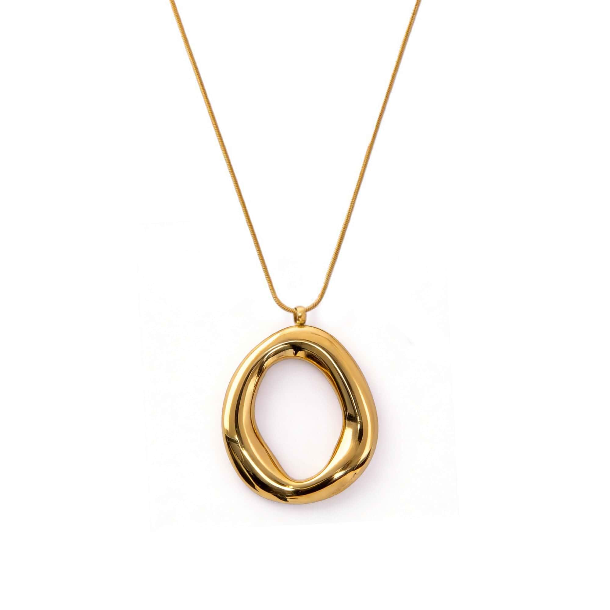 18K Gold Plated Irregular Pendant Chunky Statement Necklace for Women Waterproof, sweat-resistant, tarnish-resistant;stainless steel snake chain and hypoallergenic for daily wear and gifting