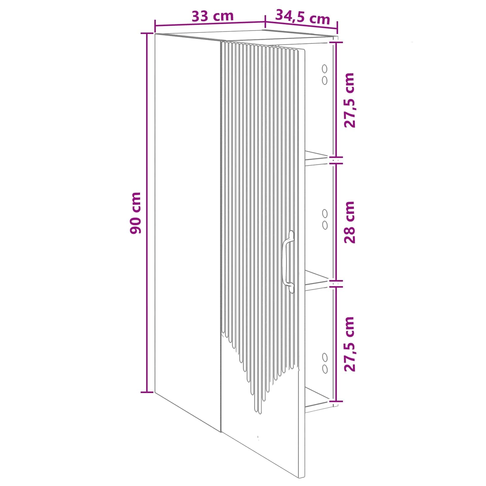 Armoire murale noire 33 x 34,5 x 90 cm en bois