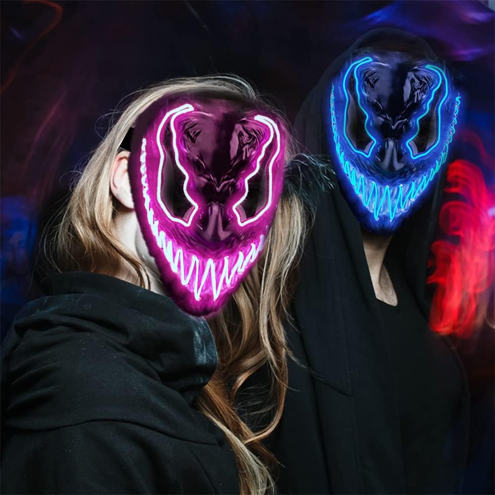 Halloween Mask LED Light Up Mask Scary Mask for Halloween Costume