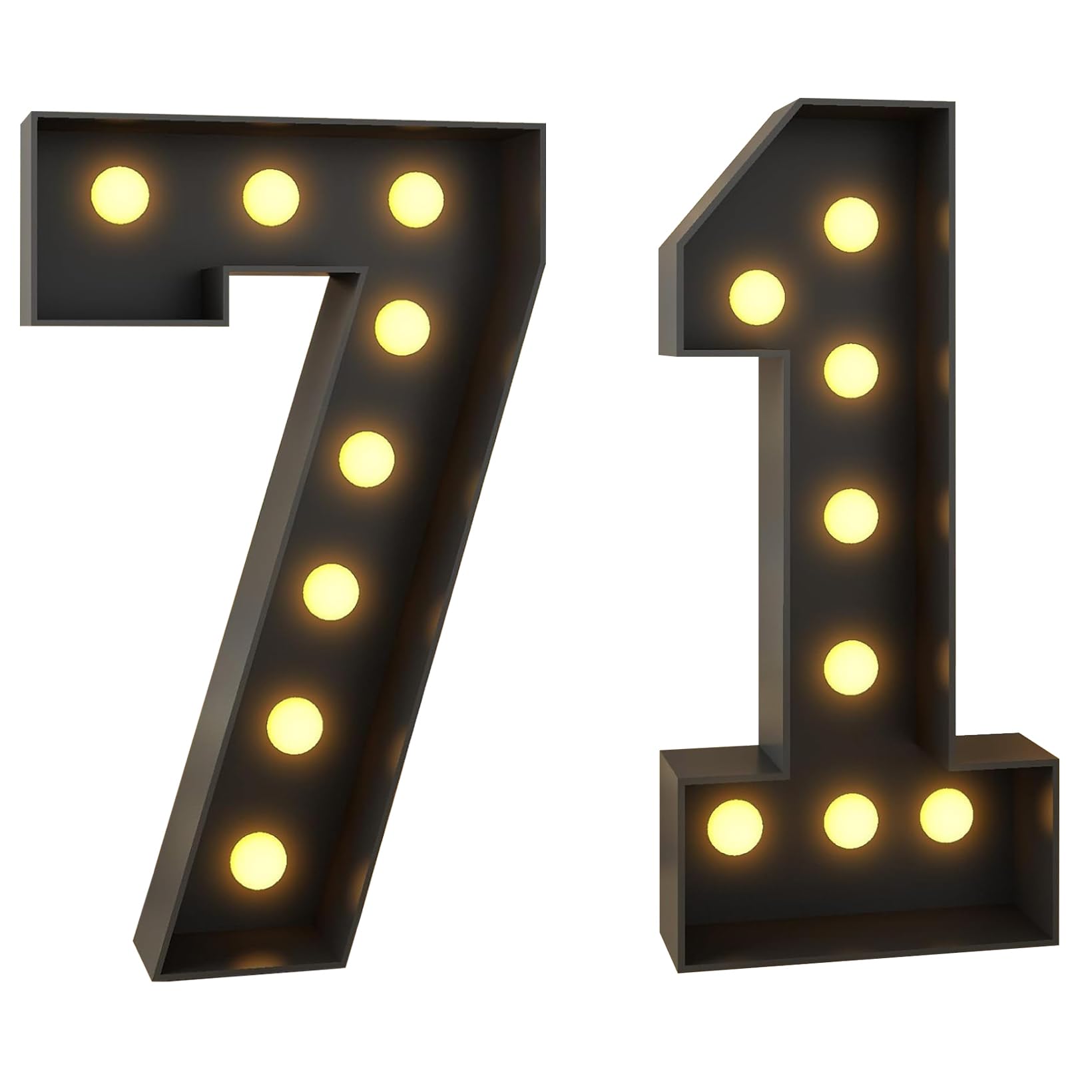 70 cm podświetlany numer 71, czarna duża mozaika, podświetlane liczby, wstępnie wycięty zestaw płyt piankowych na urodziny, wesela, rocznice dziecka, dekoracja imprezowa