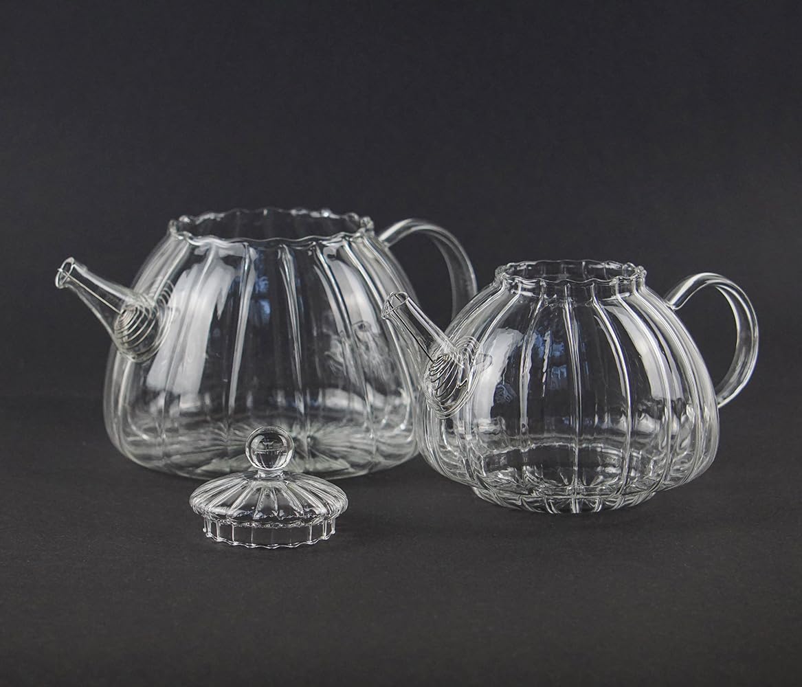 Teekanne Set - Transparentes Glas mit integriertem Filter, Cam Caydanlik, 800ml Oberkanne & 1000ml Unterkannen Kapazität, Leicht zu reinigen und Spülmaschinenfest
