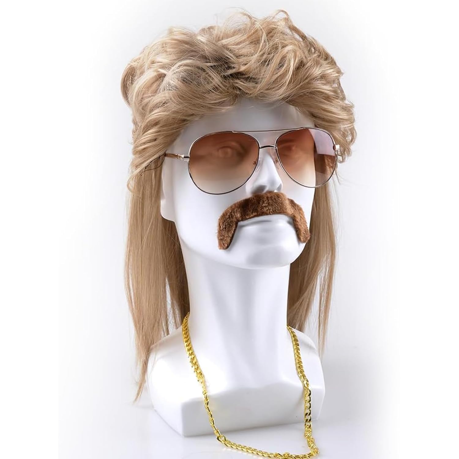FGen Vokuhila perücke,Perücke Herren,80er Jahre Outfit Herren,Vokuhila perücke Herren,90er Jahre Outfit Herren,Männer Karneval Fasching Perücke Faschingskostüme Halloween Party Kostüme
