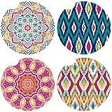 LotFancy 4 Pack Car Coasters Ceramic, Boho Absorbent Car Cup Holder Coasters, 2.56inch, Mandala...