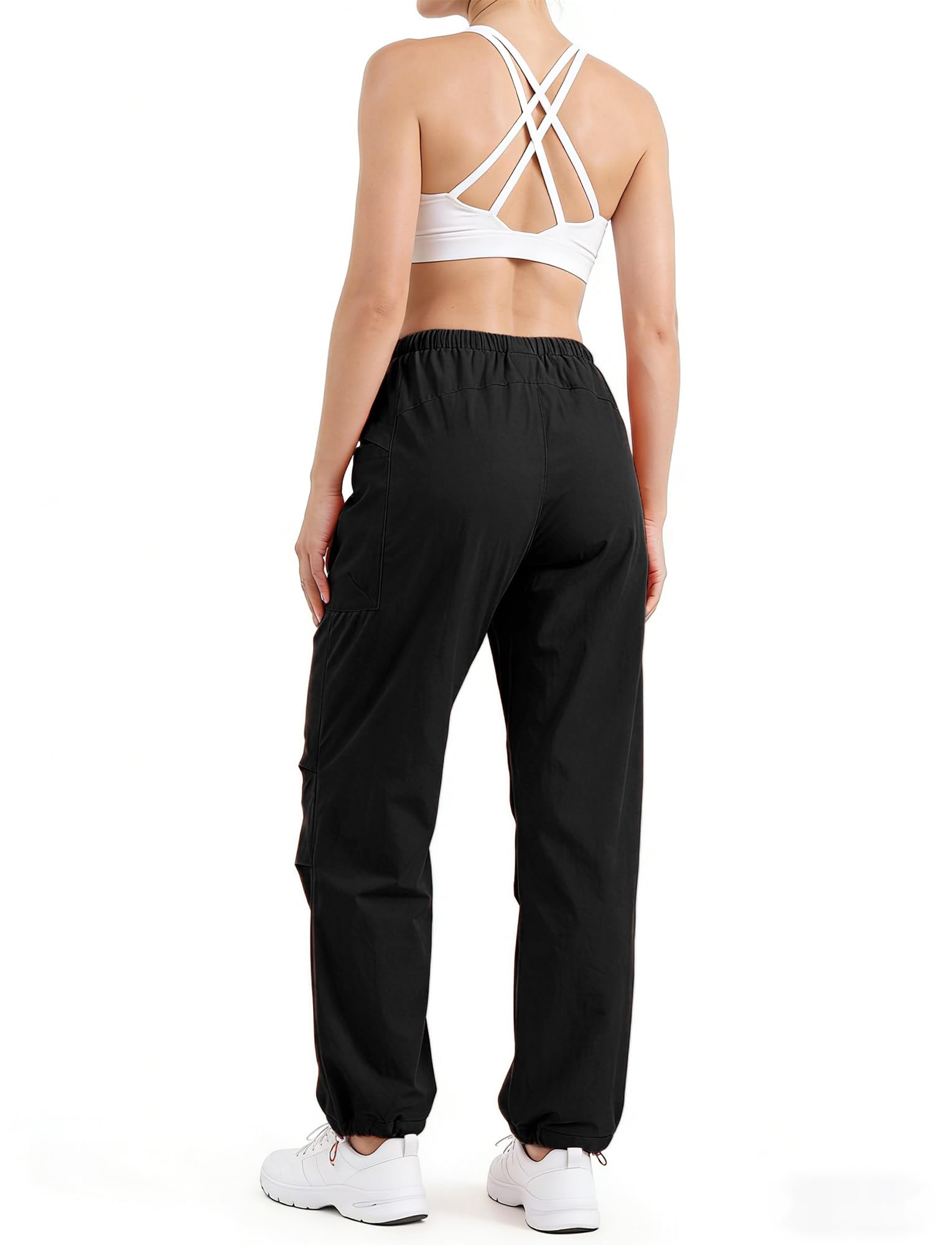 FEOYA Damen Baggy Parachute Pants High Waist Y2k Cargohose mit Weites Bein Wasserdicht Wanderhose Schnelltrocknend Outdoor Trekkinghose