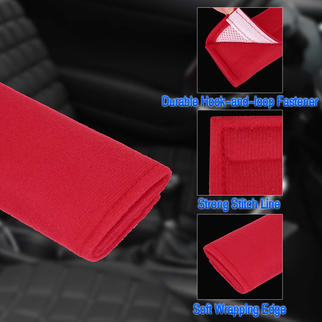 X AUTOHAUX 2 Pezzi Coperture Per Cinture Di Sicurezza Auto In Ecopelle - Morbidi Cuscini Per Collo E Spalla, Colore Nero/Arancio, Universali