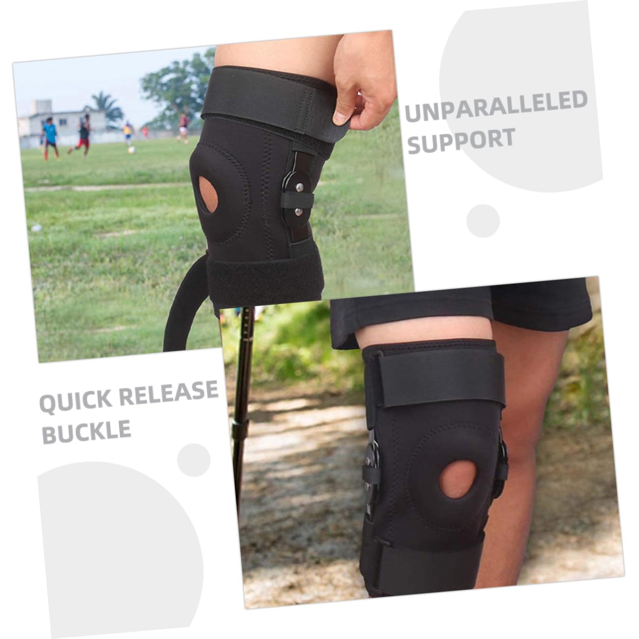 Happyyami Hinged Knee Brace with Removable Stabilizers Open Patella Design for Enhanced Support Comfort for Football Sports Activities Compression Fit for Optimal Use