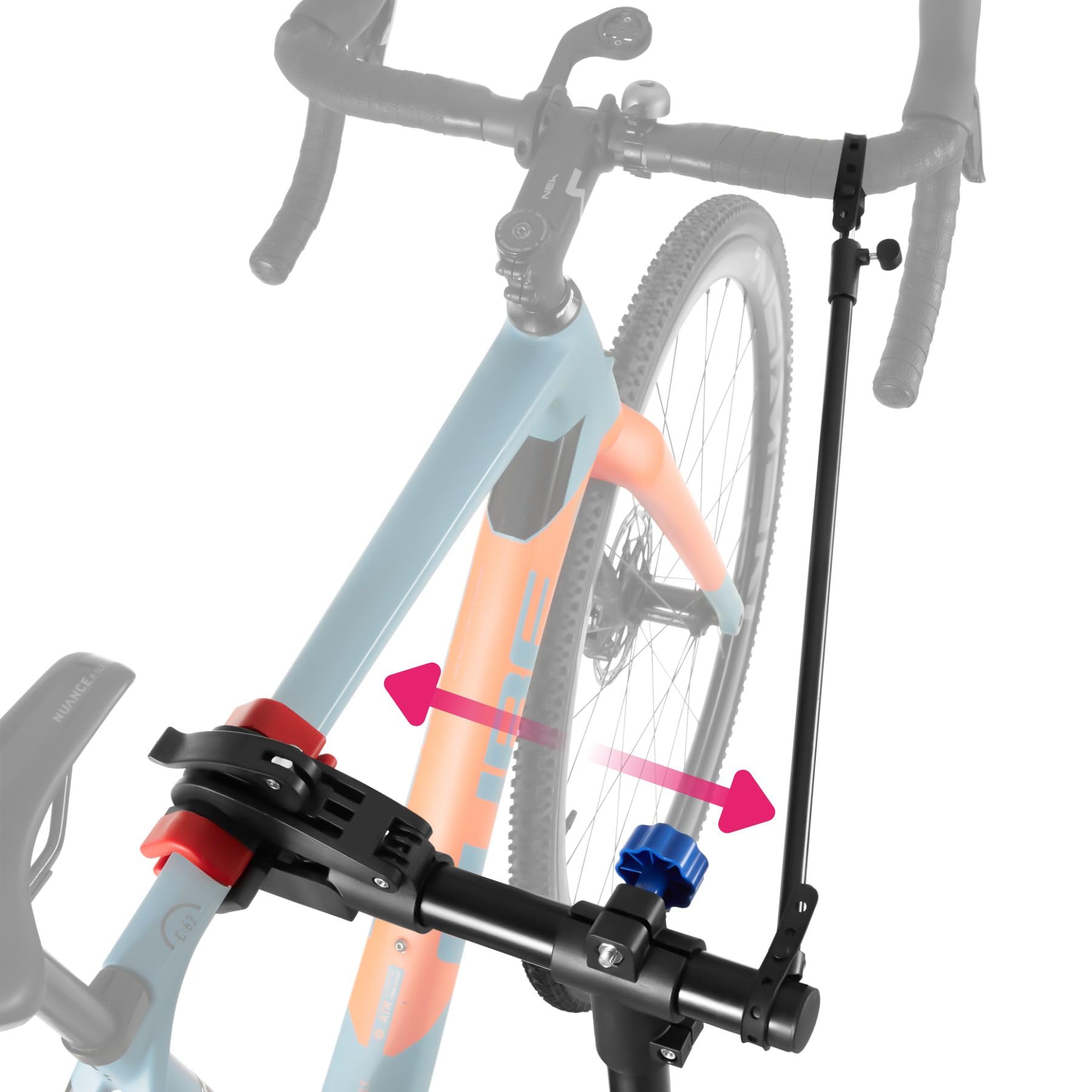 tectake® Cavalletto Manutenzione Bici, Cavalletto Supporto per Bicicletta Pieghevole, Girevole 360°, Vasca Utensili Magnetica, Stabilizzatore Ruota Anteriore, Altezza Regolabile, Carico Max 25 kg