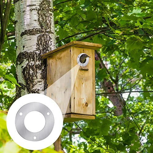 12 Stück Vogelhaus Metall Schutzplatte Edelstahl 32mm für Nistkasten für Vögel für Draußen, Bausatz für Nistkasten Baby Nest Protect Nistkästen Vogelhäuschen Vogelnest (Silver, 32mm-Runden)
