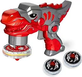 Kit Disco Dinossauro - Voo De Àguia - Lançador Avançado + 2 Piões De Batalha Alta Performance, Efeitos Visuais Ação Inspirada Em Animes! À Partir De 6 Anos (Vermelho)