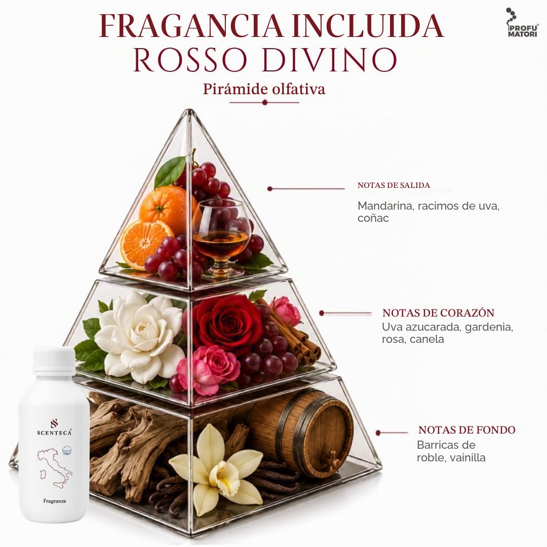 Difusor de Aroma Ambiental Smart EVO100 TL, Fragancia Rosso Divino, nebulización en frío, Control por Bluetooth, Cobertura de hasta 100 m², luz Ambiental integrada, 100 ml, Color Negro