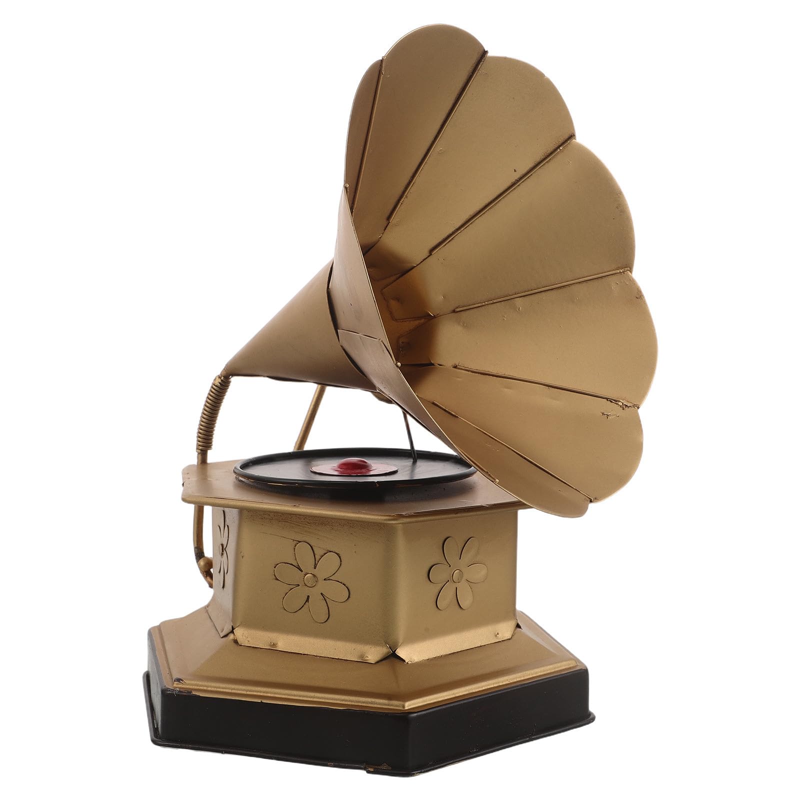 Gramófono vintage dorado Beavorty adorno retro elegante para regalar y decorar