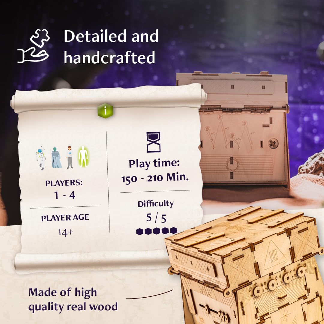 INSCAPE Cosmic Artifact Cluebox - Level 5 bardzo ciężki - drewniane pudełko z puzzlami - puzzle - Escape Room gra dla dorosłych - gry logiczne - drewniane puzzle 3D - gry myślące