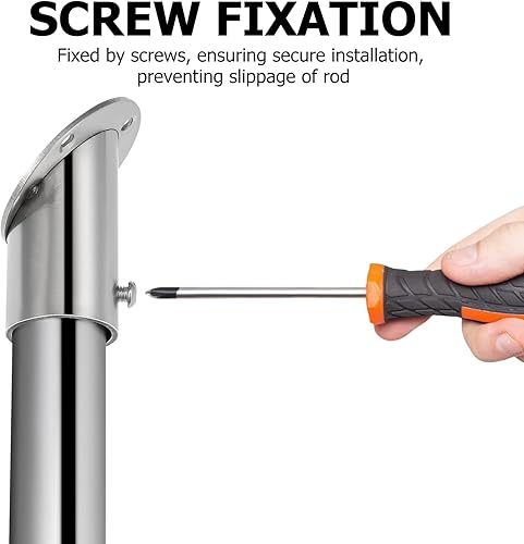 Miniatura 6 de Uonlytech Soporte de acero inoxidable para barra de armario con fijación segura de tornillo para baño, toalla de cocina y varillas para colgar ropa,