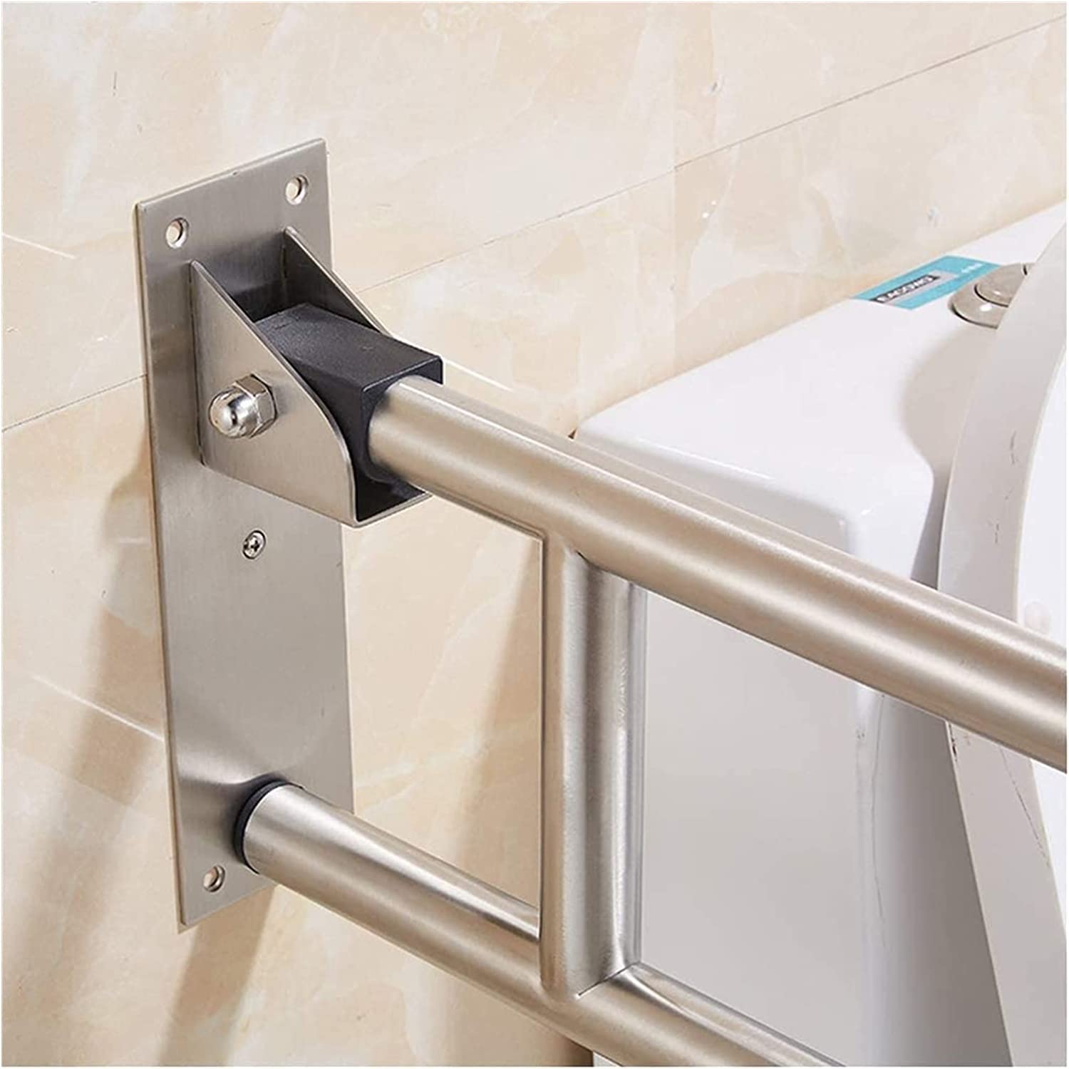 Barras de Apoyo para Personas Mayores, reposabrazos abatibles, Barra de Seguridad de Acero Inoxidable con bisagras para baño, Soporte abatible