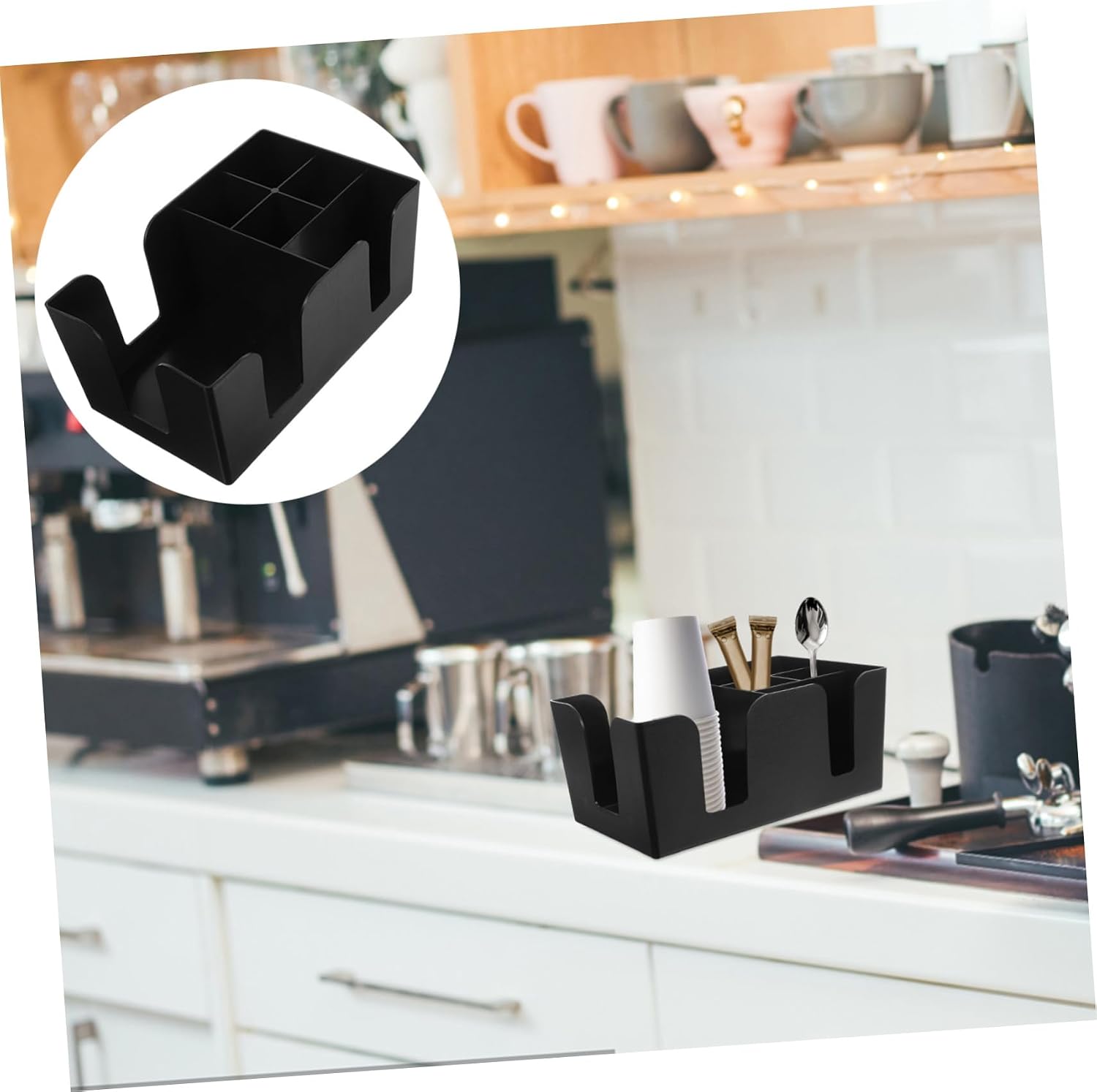 Tea Bag Storage Box Coffee Bar Organizer Compartments for Tea Bags Sugar Packets and More Material Space-saving Design for Kitchen Countertops and Home Use