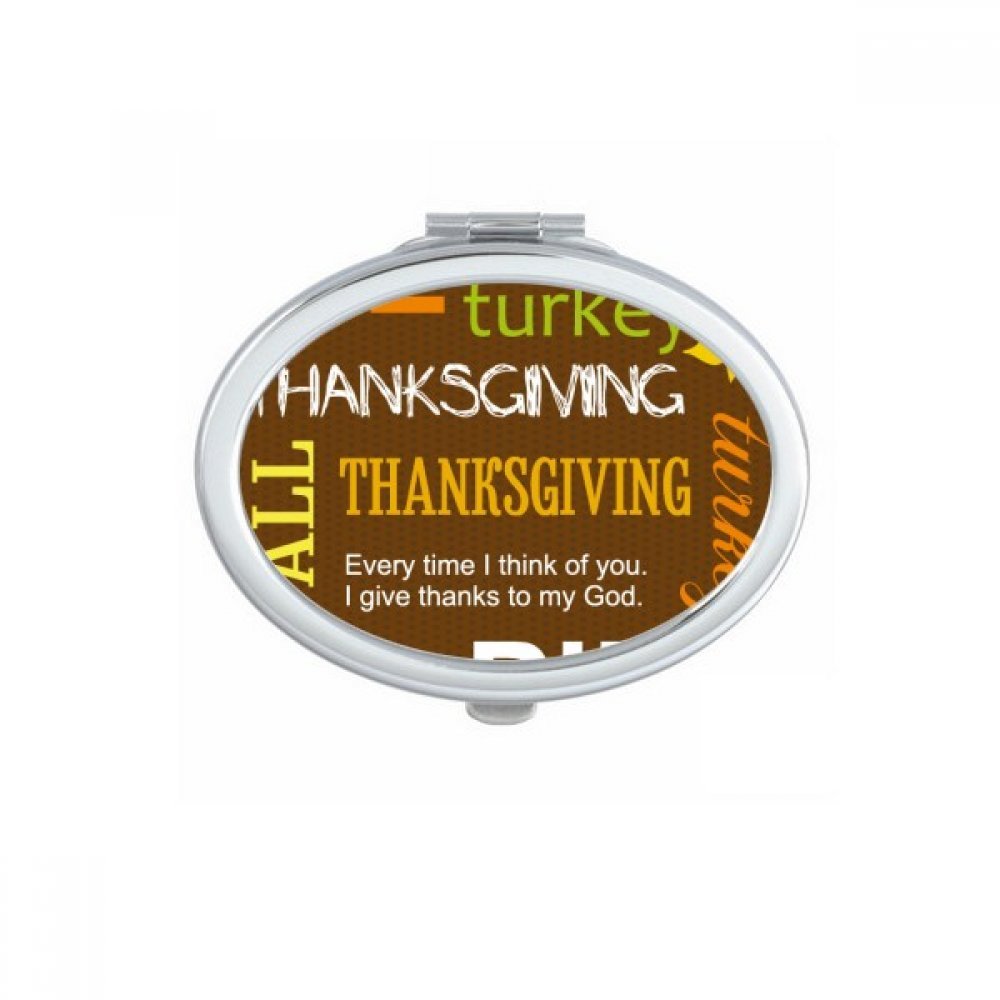 Miroir de poche ovale en alliage résistant avec illustration Thanksgiving colorée
