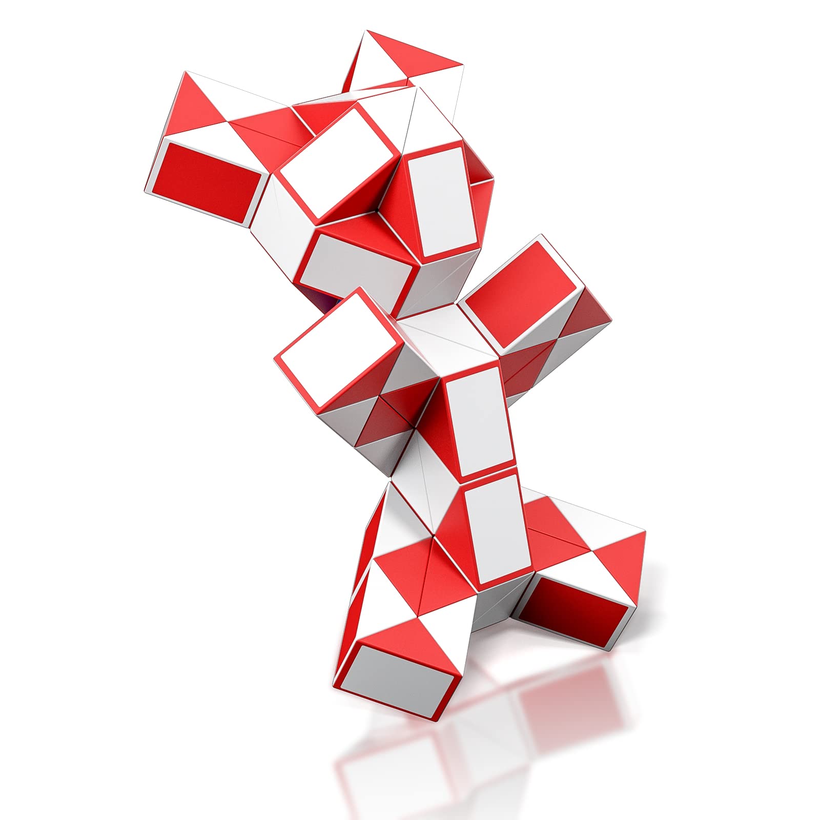 ROXENDA Magic Snake with 72 Segments, Magic Cube Twist Puzzle - 3D Puzzles Games Fidget Toy Christmas Stocking Fillers for Kids and Adults - 1 Pack (Red)
