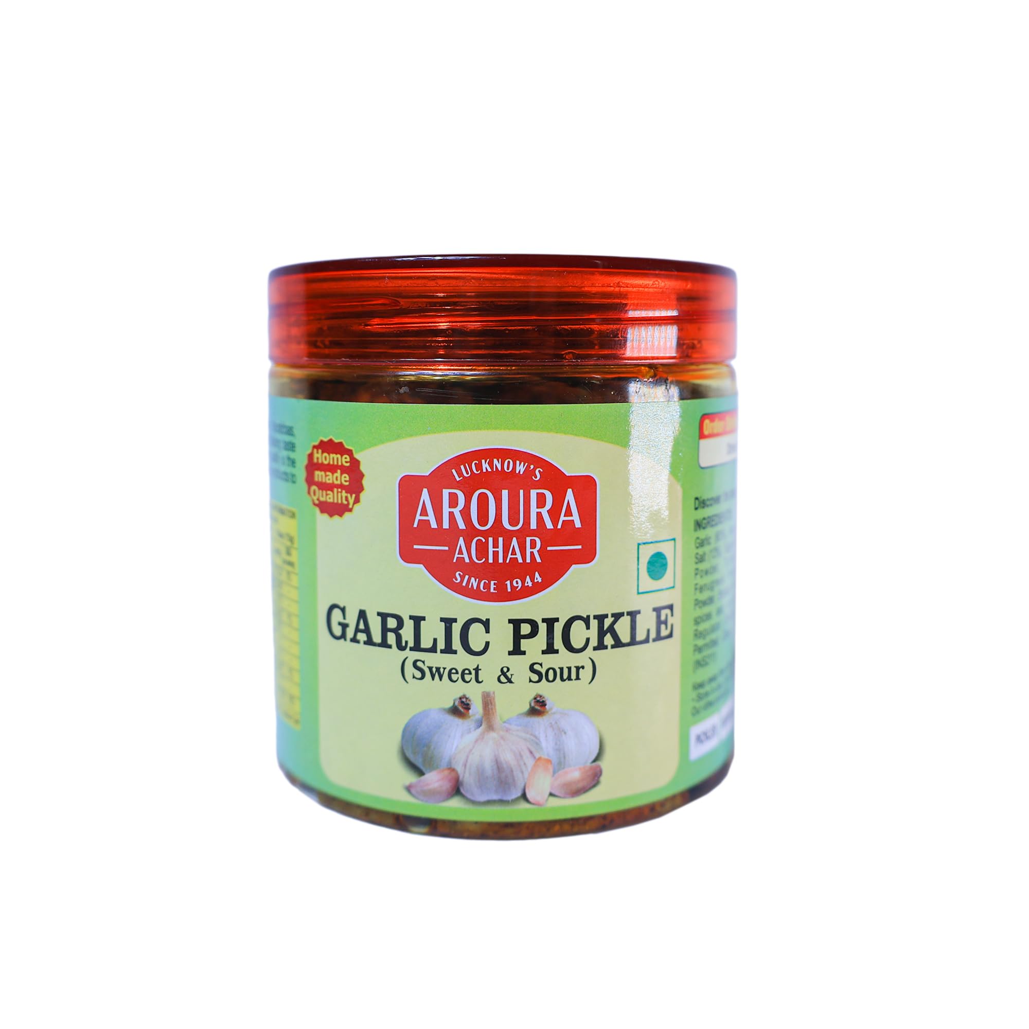 LUCKNOW'S AROURA ACHAR SINCE 1944 Garlic Pickle 400g Homemade with Love And No Preservatives, 100% Natural Home Made Pickle With Love And Artificial Colors