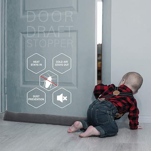 Miniatura 5 de Tope para puerta con peso de 32 pulgadas, bloqueador de aire frío y ruido debajo de la puerta, resistente a prueba de sonido, serpiente para parte